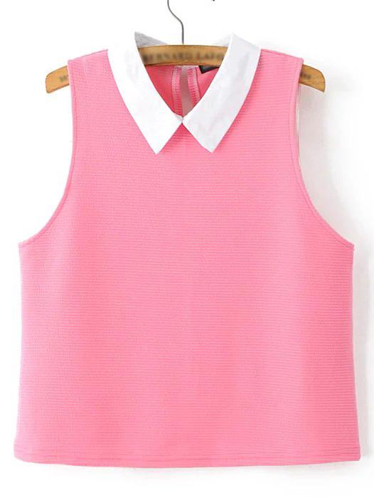 Shein Pink Peter Pan Collar Tank Top