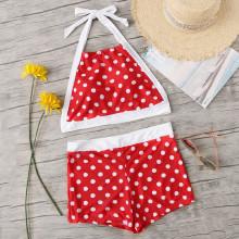 Shein Plus Polka Dot Contrast Trim Bikini Set