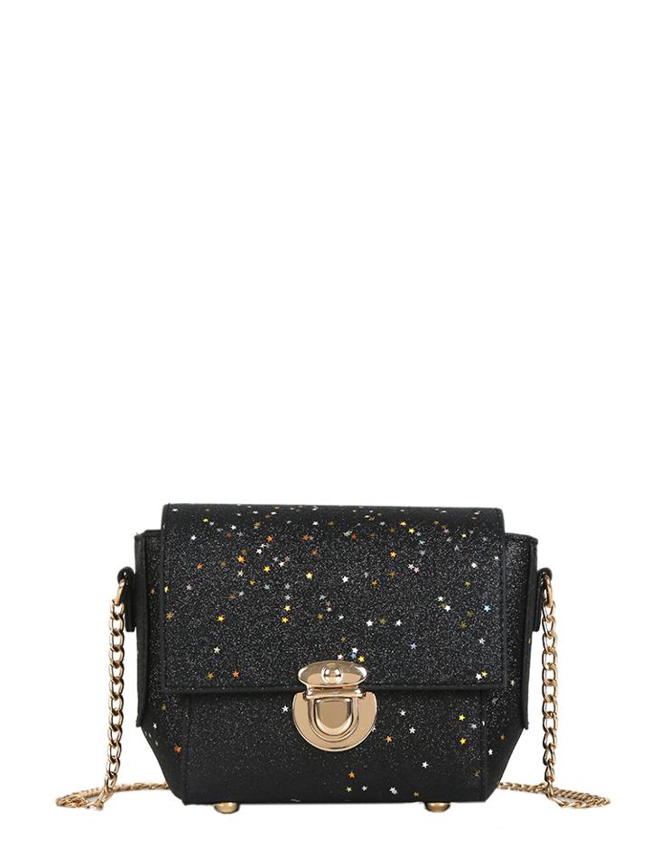 Shein Glitter Push Lock Chain Bag