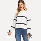 Shein Knot Striped Tunic Pullover