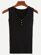 Shein Buttoned Front Ribbed Knit Sleeveless Top