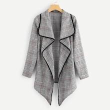 Shein Tartan Plaid Waterfall Outerwear