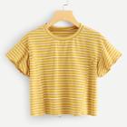 Shein Lace Up Back Striped Tee