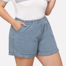 Shein Plus Ruffle Hem Denim Shorts