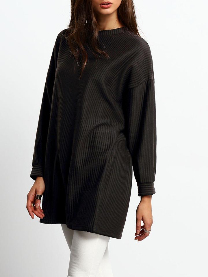 Shein Black Ribbed Loose Dress