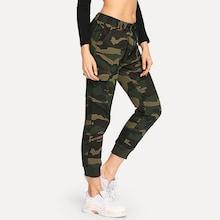Shein Drawstring Waist Camouflage Jeans