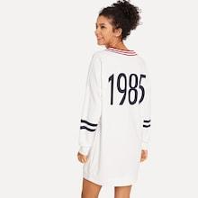 Shein Tape Detail Letter Print Dress