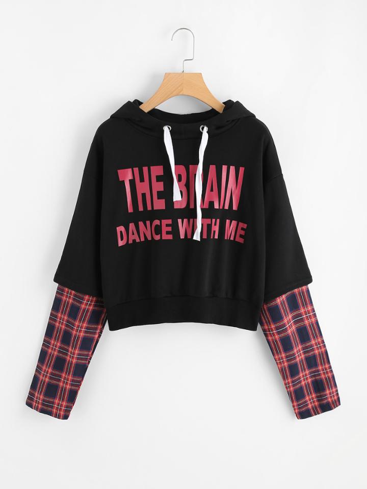 Shein Letter Print 2 In 1 Hoodie