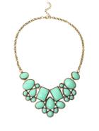Shein Faux Stone Bib Necklace - Mint Green
