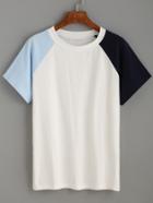 Shein White Contrast Raglan Sleeve T-shirt