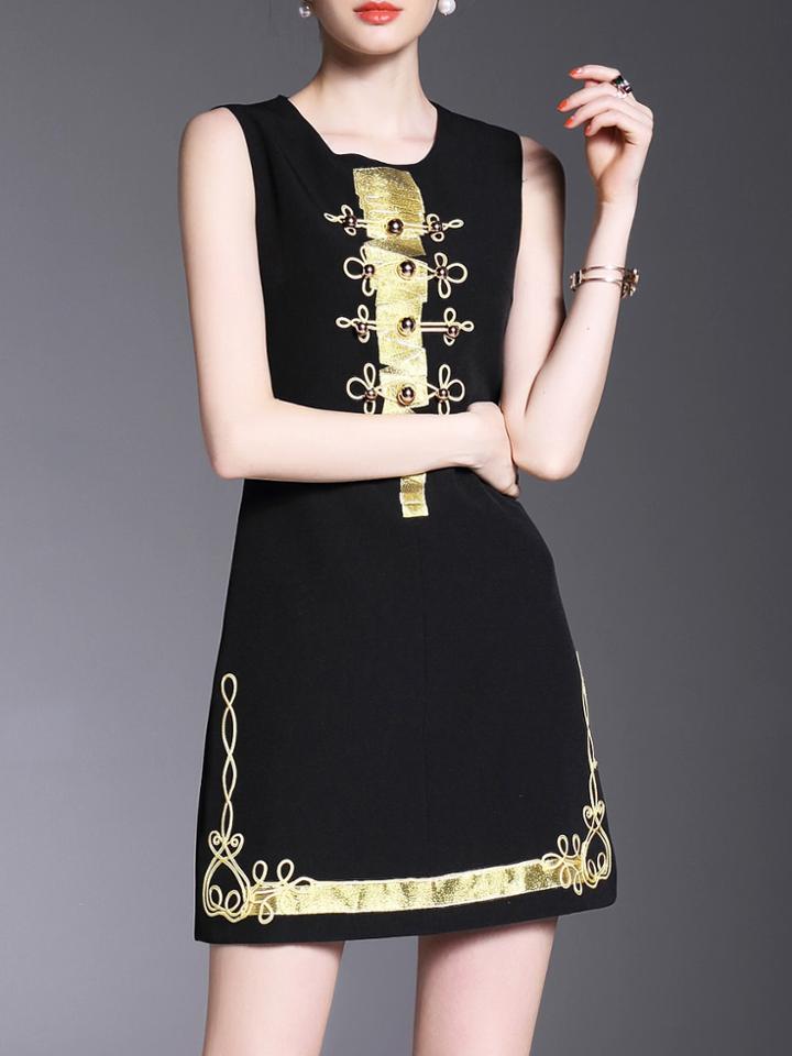 Shein Disc Flowers Chinese Knot Dress