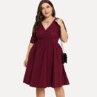 Shein Plus V-neckline Lace Panel Dress