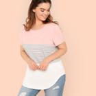 Shein Plus Cut And Sew Curved Hem Tee