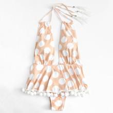 Shein Polka Dot Pom Pom Hem Swimsuit