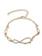 Shein Trendy Rose Gold Rhinestone Bow Shape Chain Link Bracelet