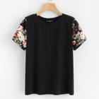 Shein Floral Print Sleeve Tee