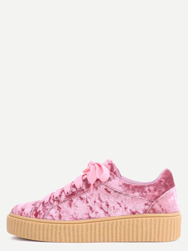 Shein Faux Suede Platform Sneakers Mauve