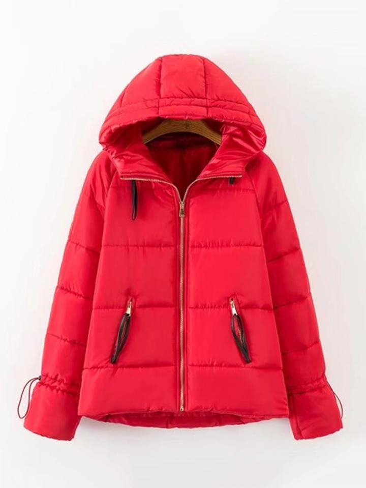Shein Drawstring Cuff Short Padded Coat