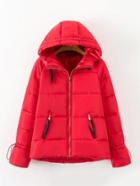 Shein Drawstring Cuff Short Padded Coat