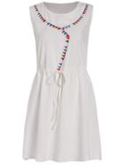 Shein Embroidered A-line Dress With Drawstring