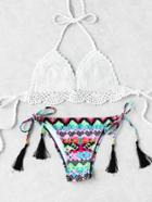 Shein Tassel Tie Mix & Match Crochet Bikini Set