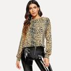 Shein Drop Shoulder Leopard Print Pullover