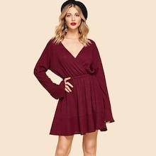 Shein Solid V Neck Dress