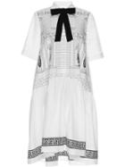 Shein White Tie Neck Print A-line Dress