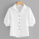 Shein Bishop Sleeve Single Breasted Shirt