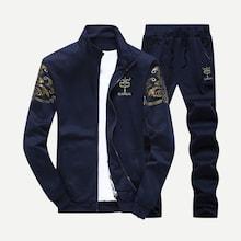 Shein Men Letter Print Jacket With Drawstring Pants