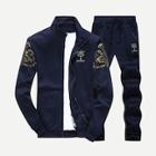 Shein Men Letter Print Jacket With Drawstring Pants