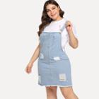 Shein Plus Pocket Front Distressed Denim Overall Dress