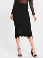 Shein Slit Back Contrast Feather Pencil Skirt