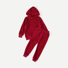 Shein Boys Velvet Hoodie With Pants