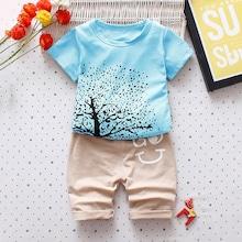 Shein Toddler Boys Tree Print Tee With Shorts