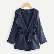 Shein Pocket Decoration Hooded Coat
