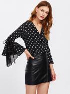 Shein Star Print Double Breasted Blouse