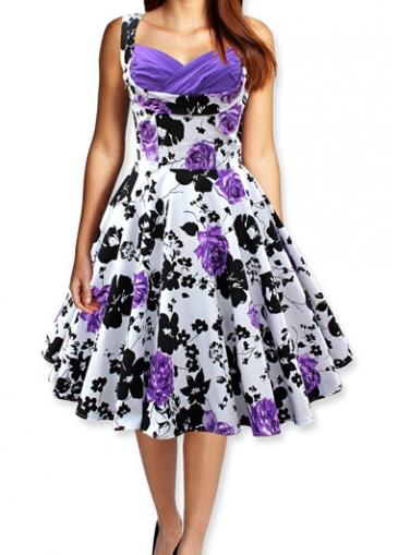 Rosewe Flower Print Sleeveless Knee Length Dress