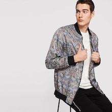 Shein Men Zip Up Mock-neck Allover Print Jacket