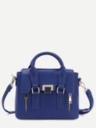 Shein Royal Blue Dual Handles Zip Detail Satchel Bag