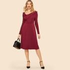 Shein Asymmetrical Neck Fit And Flare Dress
