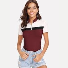 Shein Zip Up Color Block T-shirt