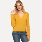 Shein Knot Side Scalloped Wrap Blouse