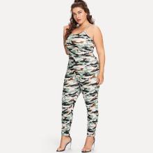 Shein Plus Camo Print Skinny Cami Jumpsuit