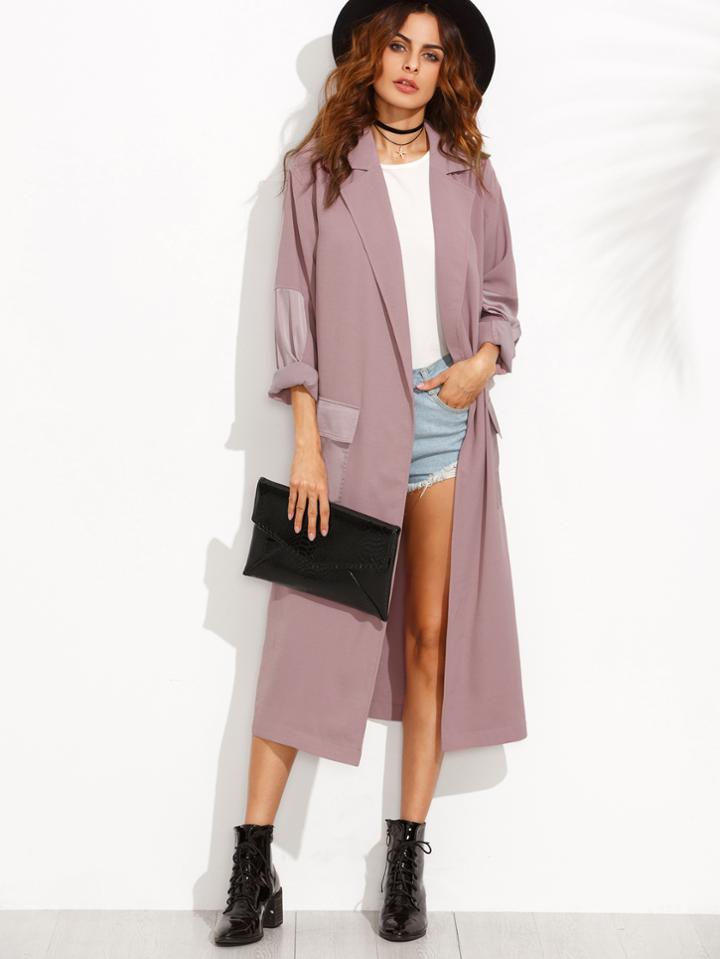 Shein Contrast Split Side Longline Outerwear