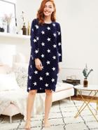 Shein All Over Star Pattern Plush Night Dress