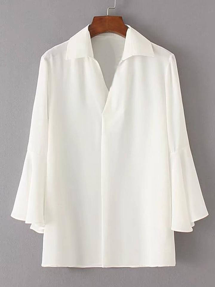 Shein Bell Sleeve Chiffon Blouse