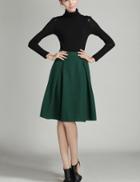 Shein Navy High Waist Midi Woolen Skirt