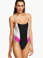 Shein Color Block Ruched One Piece Swimwear