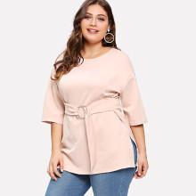 Shein Plus Self Tie Waist Tee